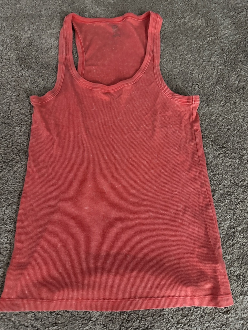 Women's Red Ribbed Tank Top - Classic Scoop Neck